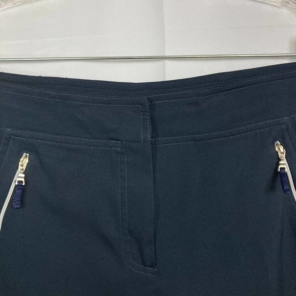 Tail Tech Golf Capris Womens Sz 8 Navy Blue Stretch‎ Cinch Pants Zip Pockets - Picture 2 of 9